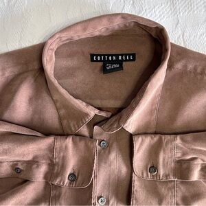 Cotton Reel Men's long sleeve 2XL faux Suede shirt office business casual